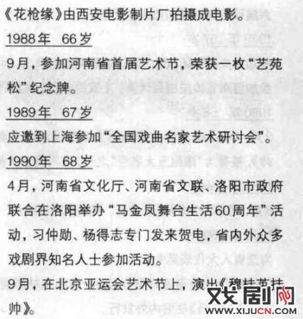 《马金凤大事年表》